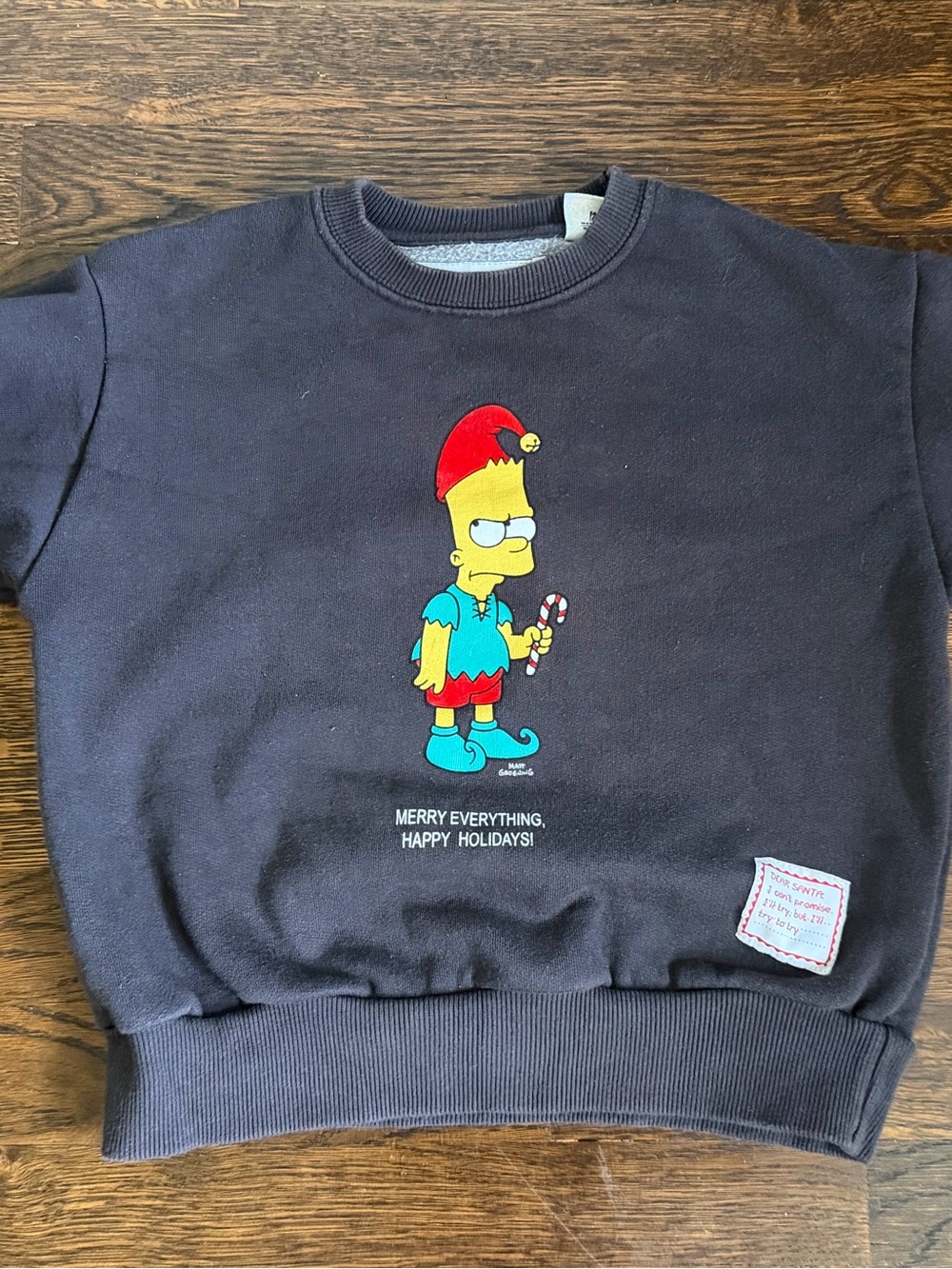 Zara Black Kids Sweatshirt with Festive Bart Simpson Graphic